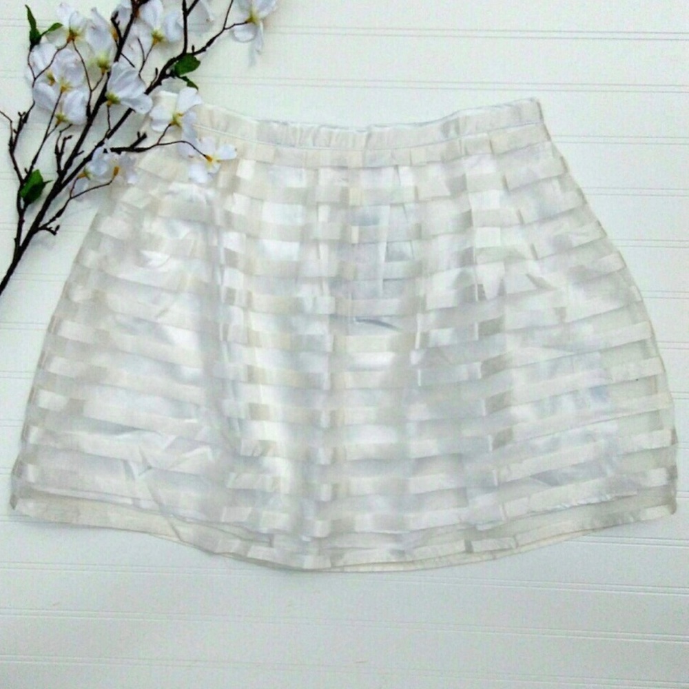 Zibi London white stripe organza skirt size 12 US
